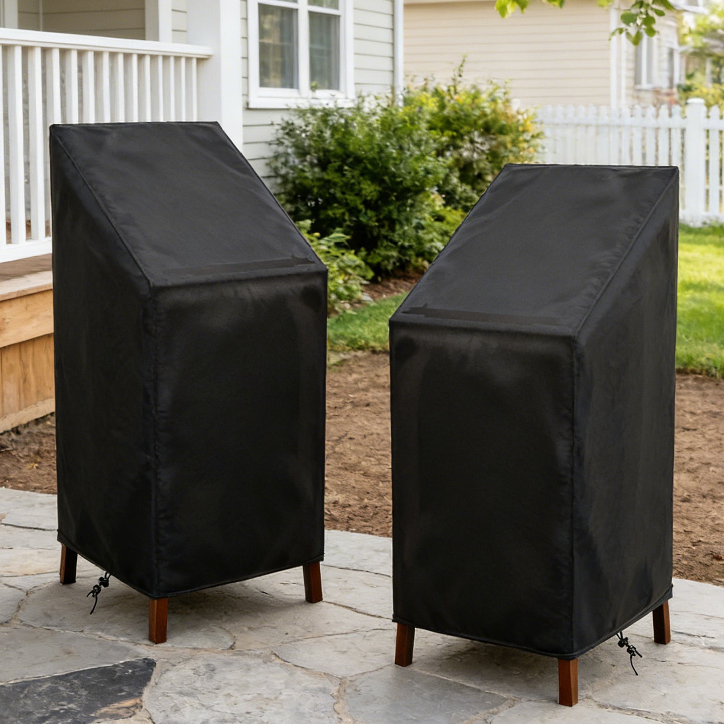 Patio Chair Covers,Outdoor Chair Cover,2 Pack Waterproof Patio Furniture Covers for Outdoor Furniture, Large Covers for High-Back Chiar/Stackable Outdoor Chairs, 25" L x 25" W x 47"H,Black