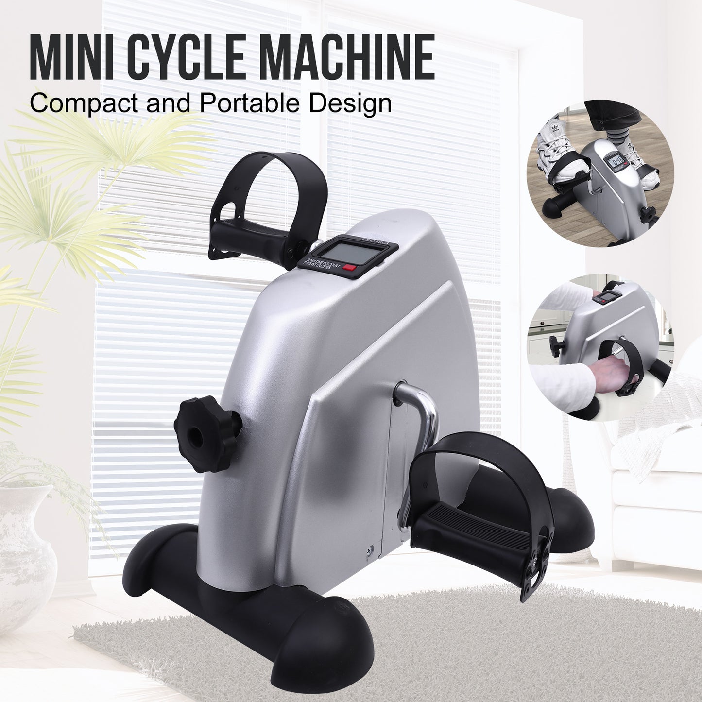 BAOKALER Mini Exercise Bike, Under Desk Bike Pedal Exerciser, Peddler Exerciser, Portable Foot Cycle Arm & Leg Peddler Machine with LCD Screen Displays