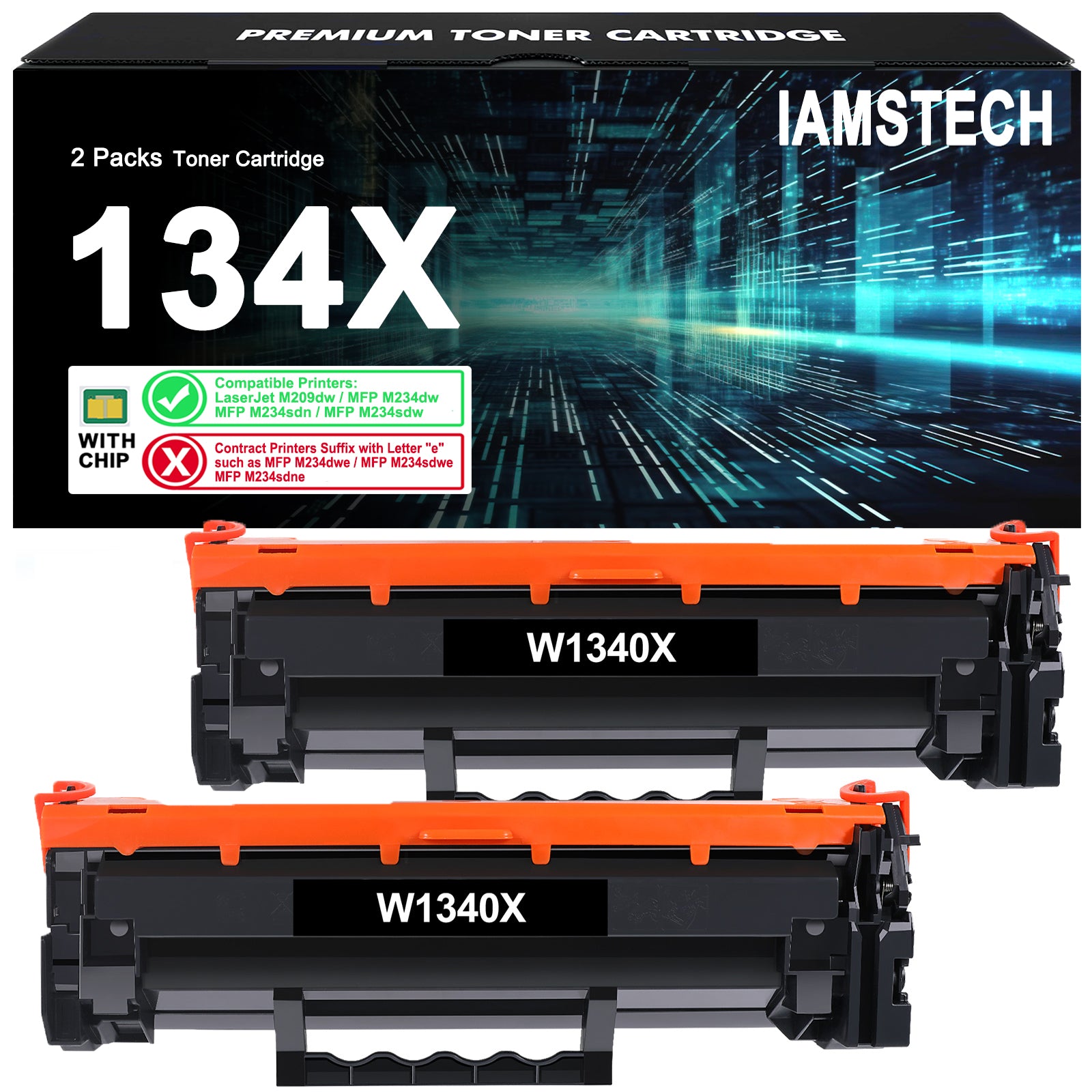 134X 134A Toner Cartridge High Yield Compatible for HP W1340X W1340A LaserJet M209dw MFP M234dw M234sdn M234sdw Printer Ink (Black, 2-Pack)