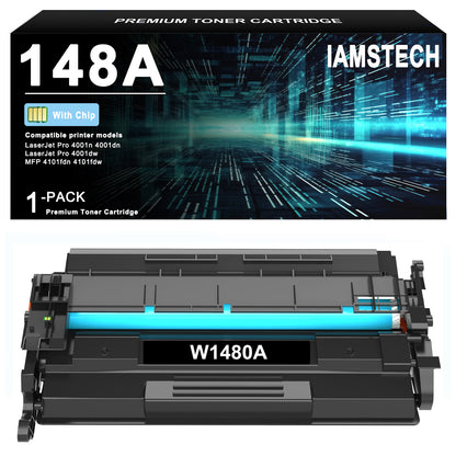 148A 148X Toner Cartridge Black with Chip Compatible for HP 148A W1480A 148X W1480X Laserjet Pro 4001dn MFP 4101fdw 4101fdn 4001n 4001dn 4001dw 1 Pack