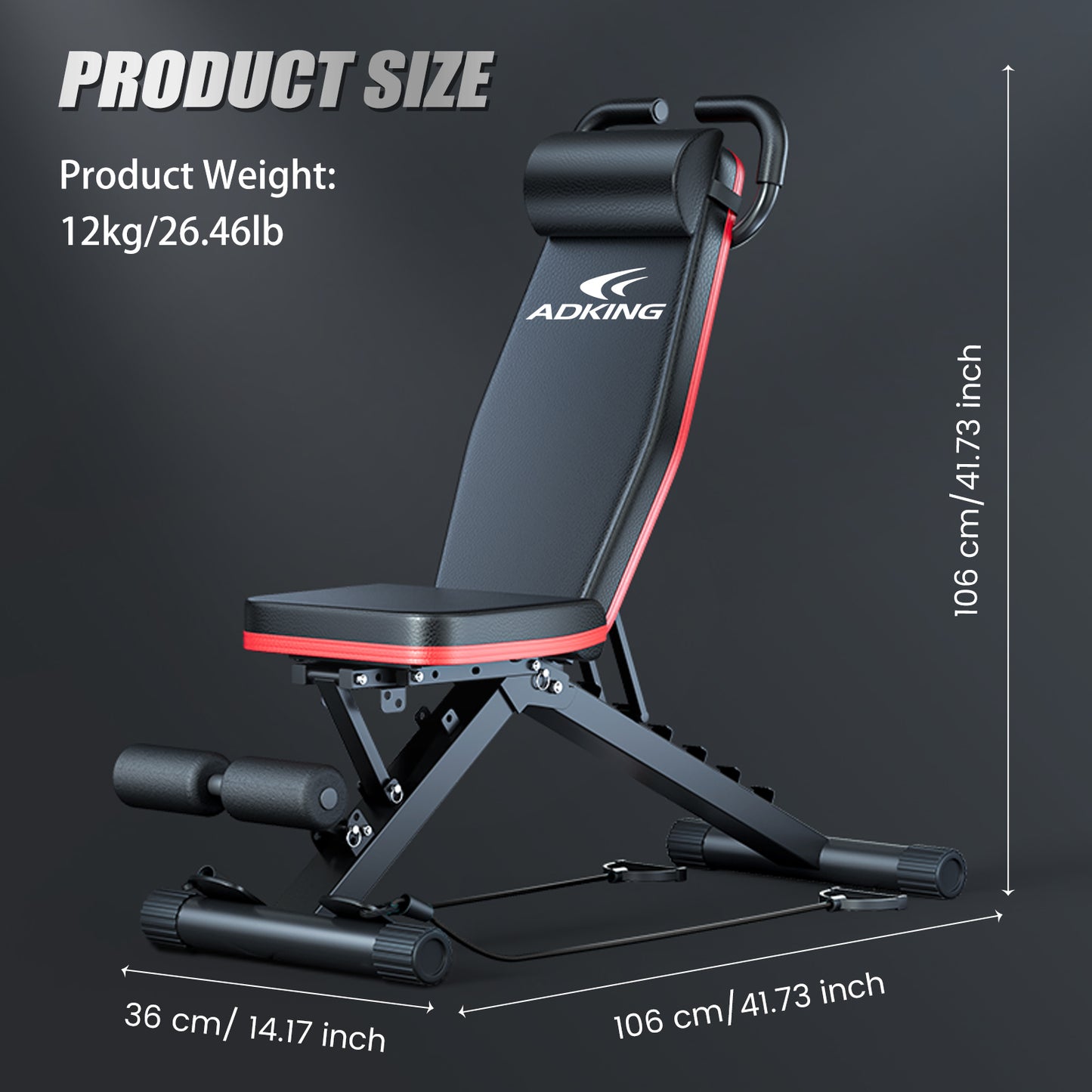 Adjustable Weight Bench, Foldable Workout Bench, Heavy Duty Weight Bench Press for Full Body, Home Gym Fitness Strength Training, Supports 700 Lbs