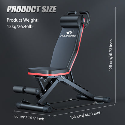 Adjustable Weight Bench, Foldable Workout Bench, Heavy Duty Weight Bench Press for Full Body, Home Gym Fitness Strength Training, Supports 700 Lbs