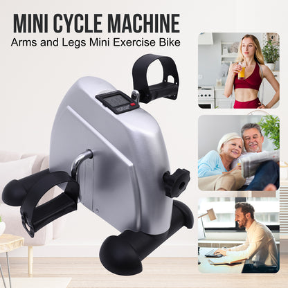 BAOKALER Mini Exercise Bike, Under Desk Bike Pedal Exerciser, Peddler Exerciser, Portable Foot Cycle Arm & Leg Peddler Machine with LCD Screen Displays