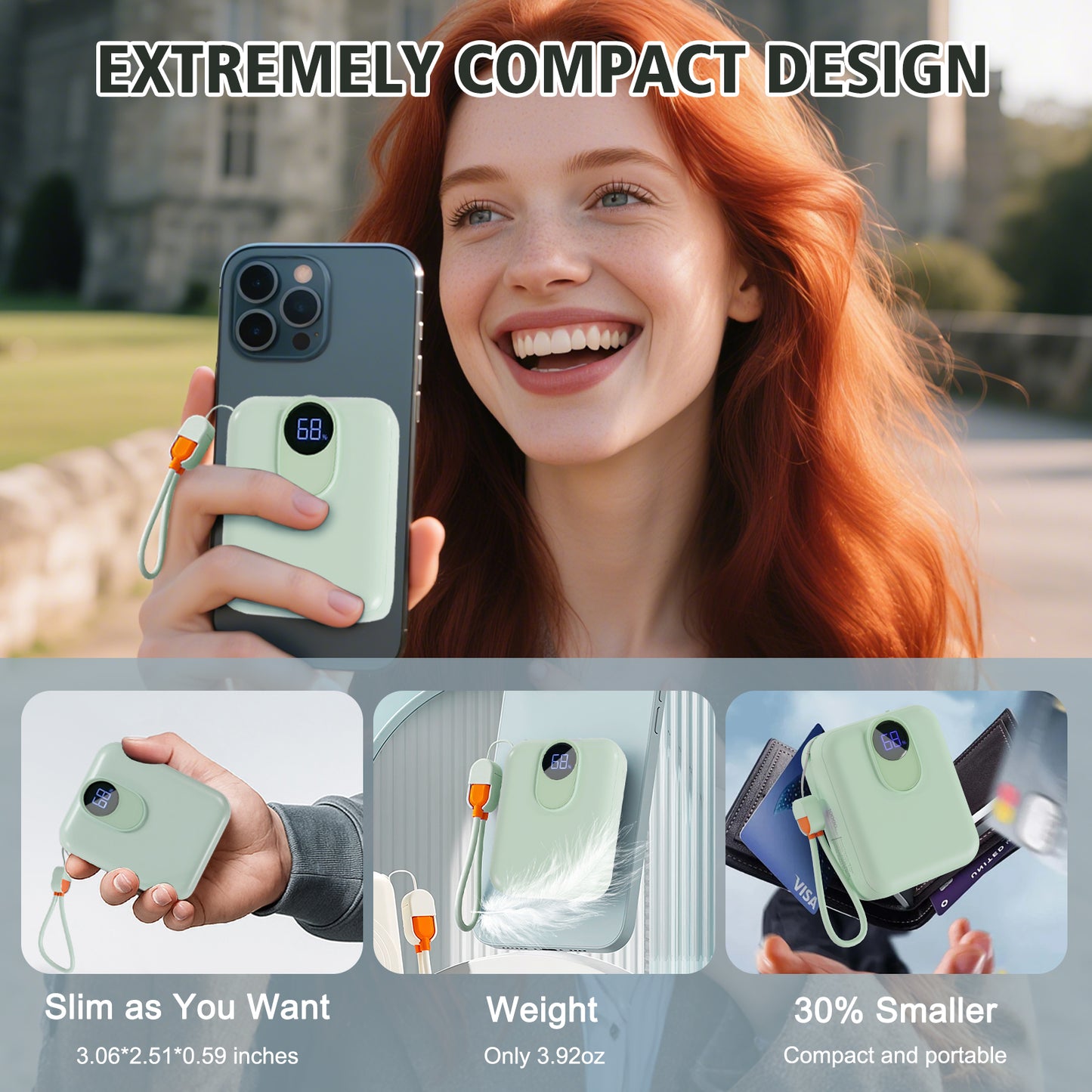 Portable Charger for Magsafe Charger , 10000mAh Power Bank with Stand , Battery Pack PD 22.5W Fast Magnetic Charge , Travel Essential Wireless Charger for iPhone 17 16 15 14 13 12 Series , Green