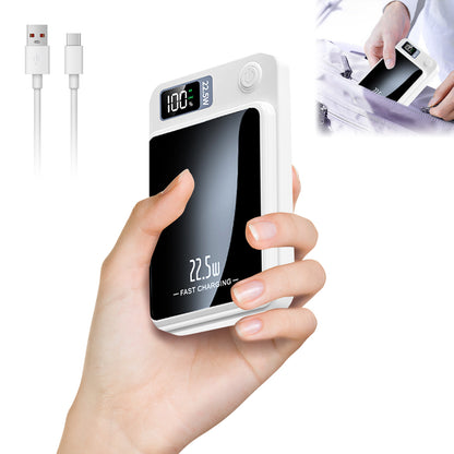 10000mAh 2-in-1 Wireless Power Bank, Magnetic Portable Charger with LED Power Display, Fast Charging 22.5W Battery Pack, Suitable for Outdoor Travel Emergency Backup Power Bank, White