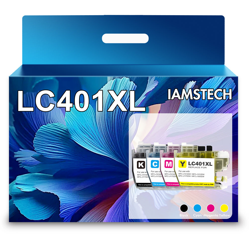 IAMSTECH LC401XL Ink Cartridge for Brother LC401 LC401XL Ink for Brother MFC-J1010DW MFC-J1012DW MFC-J1170DW Printer -Black Cyan Magenta Yellow, 4 Pack) | LC401 Ink