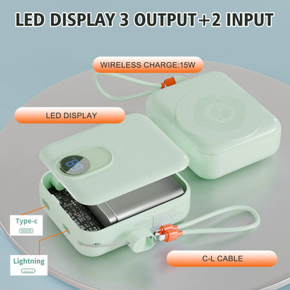 Portable Charger for Magsafe Charger , 10000mAh Power Bank with Stand , Battery Pack PD 22.5W Fast Magnetic Charge , Travel Essential Wireless Charger for iPhone 17 16 15 14 13 12 Series , Green