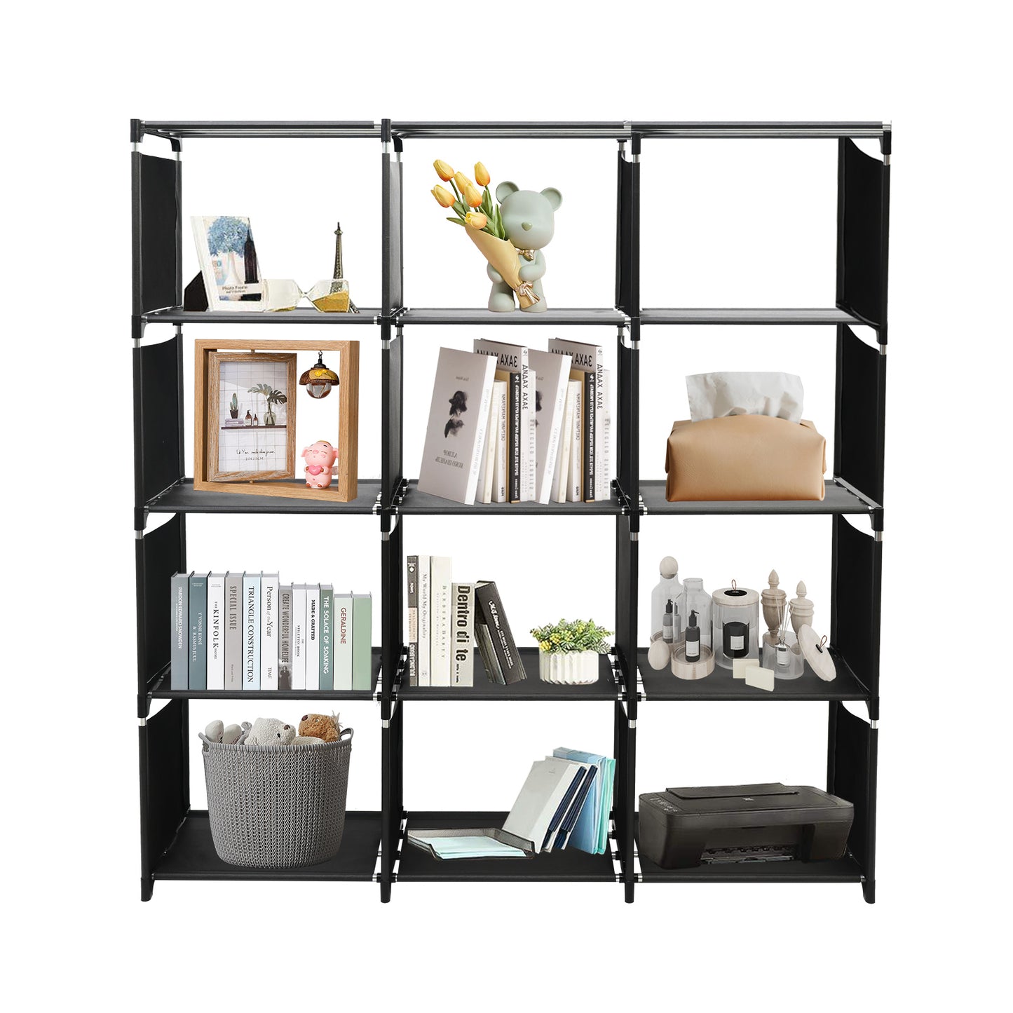 Cube Storage Organizer, 12-Cube Shelves Units for Closet, DIY Metal Bookshelf, Bookcase, Storage Cubes Ideal for Bedroom, Living Room