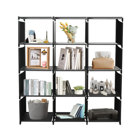 Cube Storage Organizer, 12-Cube Shelves Units for Closet, DIY Metal Bookshelf, Bookcase, Storage Cubes Ideal for Bedroom, Living Room