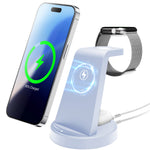 Carica l'immagine nel visualizzatore di Gallery, Wireless Charger for iPhone 17 16 15 14 13 12, Charging Station for Airpods 4 3 2, for Apple Watch Series, 3 in 1 Charger Station for Apple Multiple Devices, Blue
