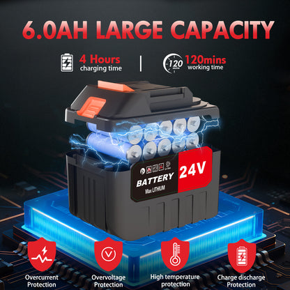 Cordless Pressure Washer with Brushless Motor, 870PSI Portable Power Washer with 24V 6AH Battery, 6 in 1 Nozzle and Digital Display, Black