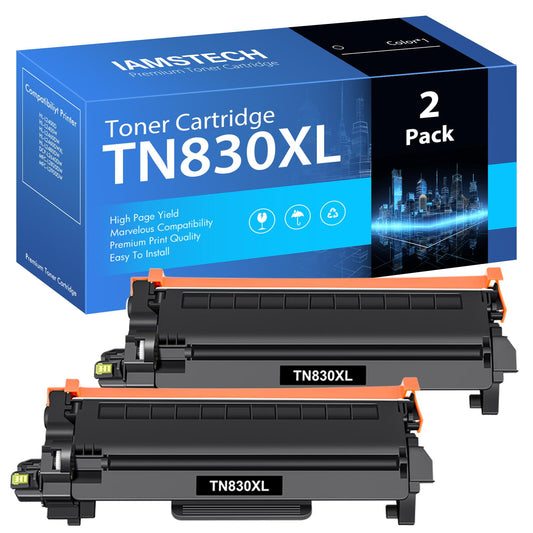 TN830XL Toner Cartridges High Yield Compatible for Brother DCP-L2640DW HL-L2460DW TN830XL TN830 TN-830 HL-L2405W MFC-L2820DW HL-L2400D L2405W L2480DW Printer Ink Black 2-Pack