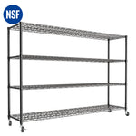 Lade das Bild in den Galerie-Viewer, Storage Shelves Metal Shelving Unit with Wheels, 4 Tier Shelving Heavy Duty Wire Shelves for Garage, 59"×24"×75.6", Black

