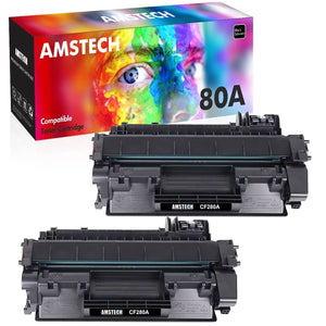 Amstech 2-Pack Compatible Toner Replacement for HP 80A CF280A Laserjet Pro 400 M401a M401d M401n M401dn M401dne M401dw Laserjet Pro 400 MFP M425DN M425dw Printers(Black)