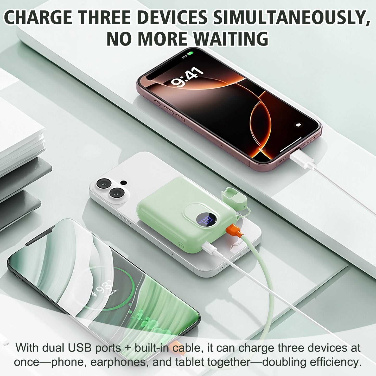 Portable Charger for Magsafe Charger , 10000mAh Power Bank with Stand , Battery Pack PD 22.5W Fast Magnetic Charge , Travel Essential Wireless Charger for iPhone 17 16 15 14 13 12 Series , Green