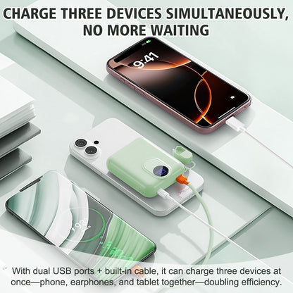 Portable Charger for Magsafe Charger , 10000mAh Power Bank with Stand , Battery Pack PD 22.5W Fast Magnetic Charge , Travel Essential Wireless Charger for iPhone 17 16 15 14 13 12 Series , Green