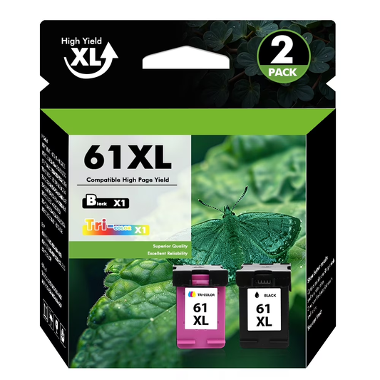61 61XL Ink Cartridges Compatible for HP 61 Ink Cartridge for Printer Ink HP 61 for Deskjet 2541 OfficeJet 4630 HP Envy 4500 Printer (2-Pack)