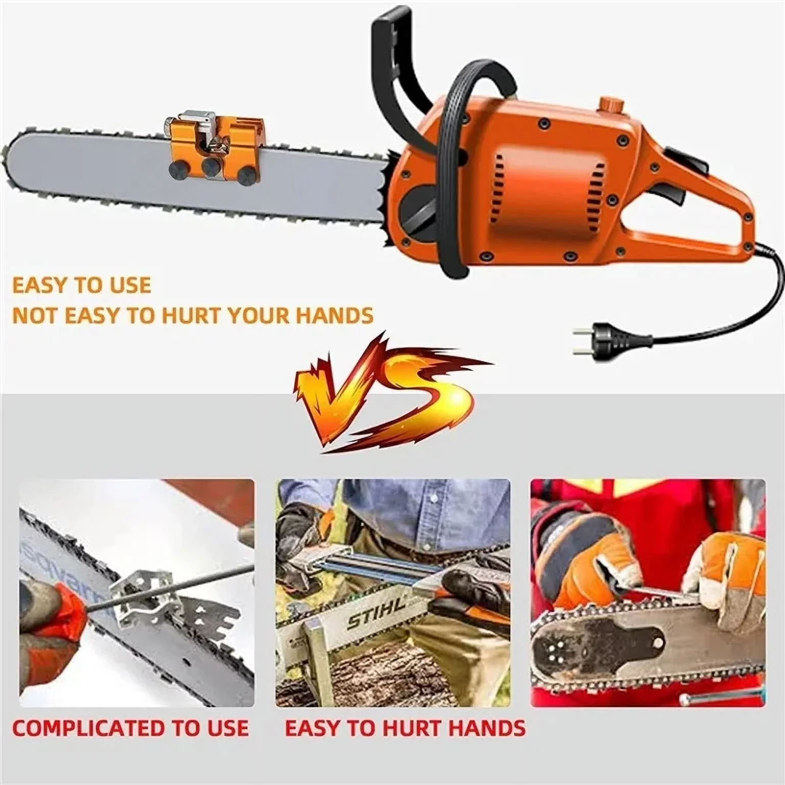 1Pack Chainsaw Sharpener, Portable Hand-Crank Chainsaw Sharpening Jig Kit , Fast Chain Saw Shaperener Accessories Tool for DIY Lumberjack