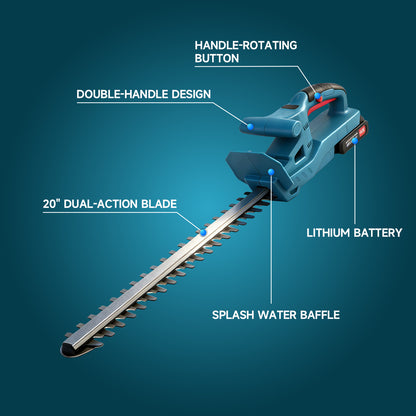 21V Cordless Hedge Trimmer, 20 Inch Hedge Trimmer for Bush Shrub Cutting, 2 Battery and Charger Included