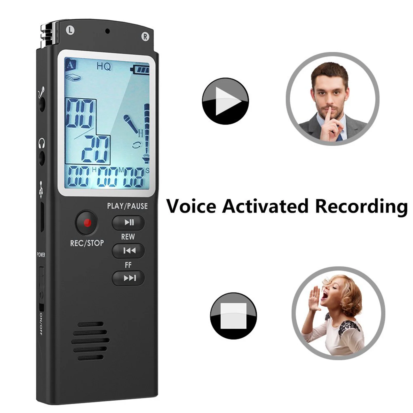 32GB Lecture Digital Voice Recorder, Rechargeable Digital Voice Activated Audio Voice Recorder, Mini Audio Recorder Voice Mic, Portable Tape Dictaphone with Playback, USB, MP3, A-B Function