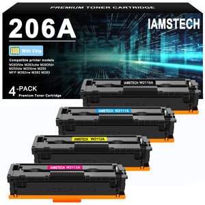 206A 206X Toner Cartridge with Chip Compatible for HP W2110A W2110X 206A 206 LaserJet Pro M283fdw M255dw MFP M283cdw M282nw M283 M255 Printer Ink (Black Cyan Magenta Yellow, 4-Pack)