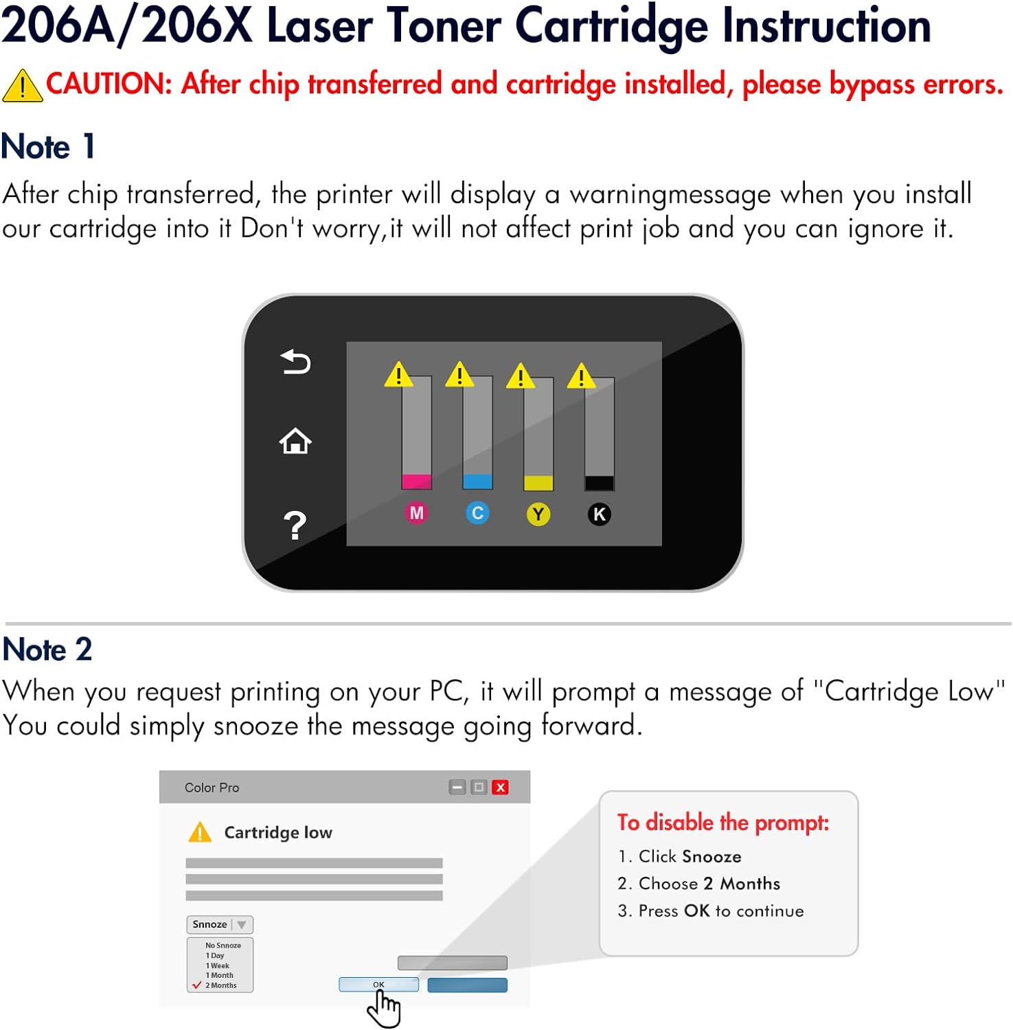 206A 206X Toner Cartridge with Chip Compatible for HP W2110A W2110X 206A 206 LaserJet Pro M283fdw M255dw MFP M283cdw M282nw M283 M255 Printer Ink (Black Cyan Magenta Yellow, 4-Pack)