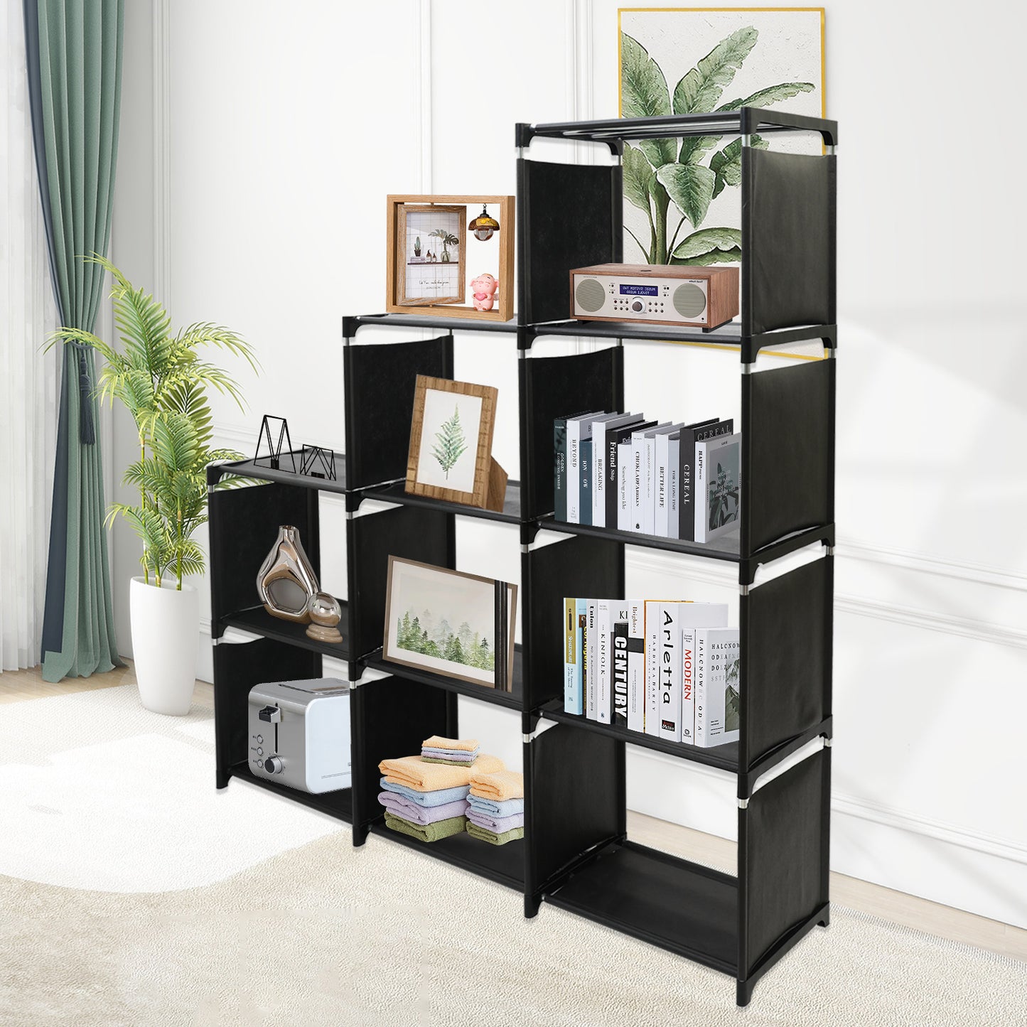 Cube Storage Organizer, 9-Cube Shelves Units for Closet, DIY Metal Bookshelf, Bookcase, Storage Cubes Ideal for Bedroom, Living Room