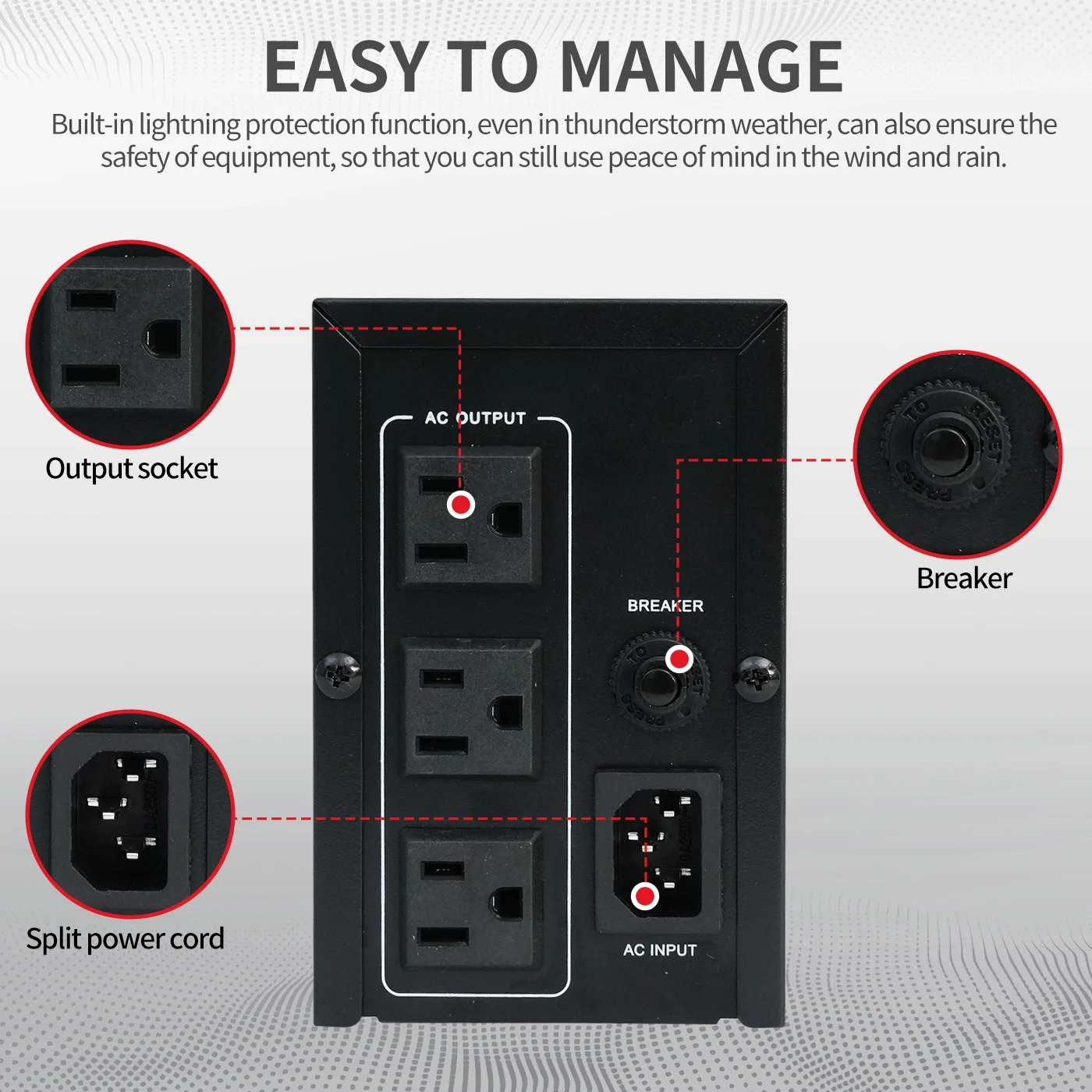 UPS 500VA/300W 120V Backup Power Supply, 3 Sockets, Backup Battery with Surge Protection, Only Suitable for Desktop computer