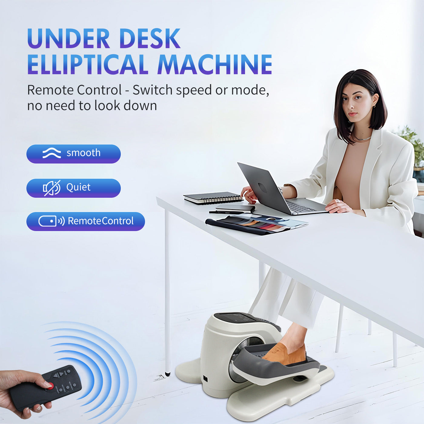 Amstech Under Desk Elliptical,Portable Mini Elliptiacl Exerciser with 12 Adjustable Speeds, Manual & Electric Dual Modes, Forward & Reverse Modes, Ideal for Seniors and Office Use