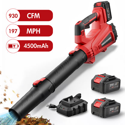 930CFM Leaf Blower Cordless, 21V 4.5AH Powerful Electric Cordless Leaf Blower, 6 Speeds Battery Powered Leaf Blowers for Lawn Care, Patio, Yard, Dust, Snow