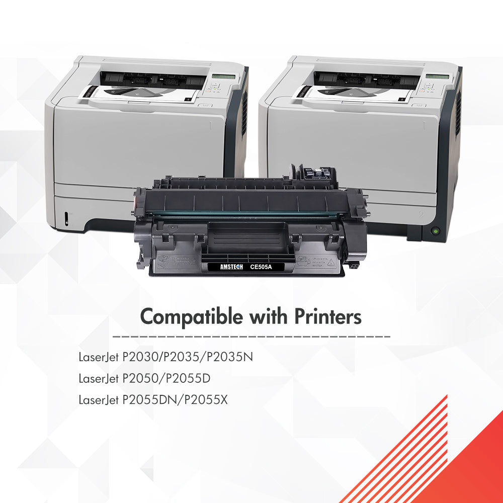 Amstech 1-Pack Compatible Toner for HP 05A CE505A for HP LaserJet P2030 P2035 P2035N P2050 P2055D P2055DN P2055X Printer Ink(Black)