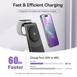 Lade das Bild in den Galerie-Viewer, Charging Station, Wireless Charger for iPhone 17 16 15 14 13 12, 15W Magsafe Charger Compatible with AirPods 3 in 1 Magnetic Stand for iWatch, Black
