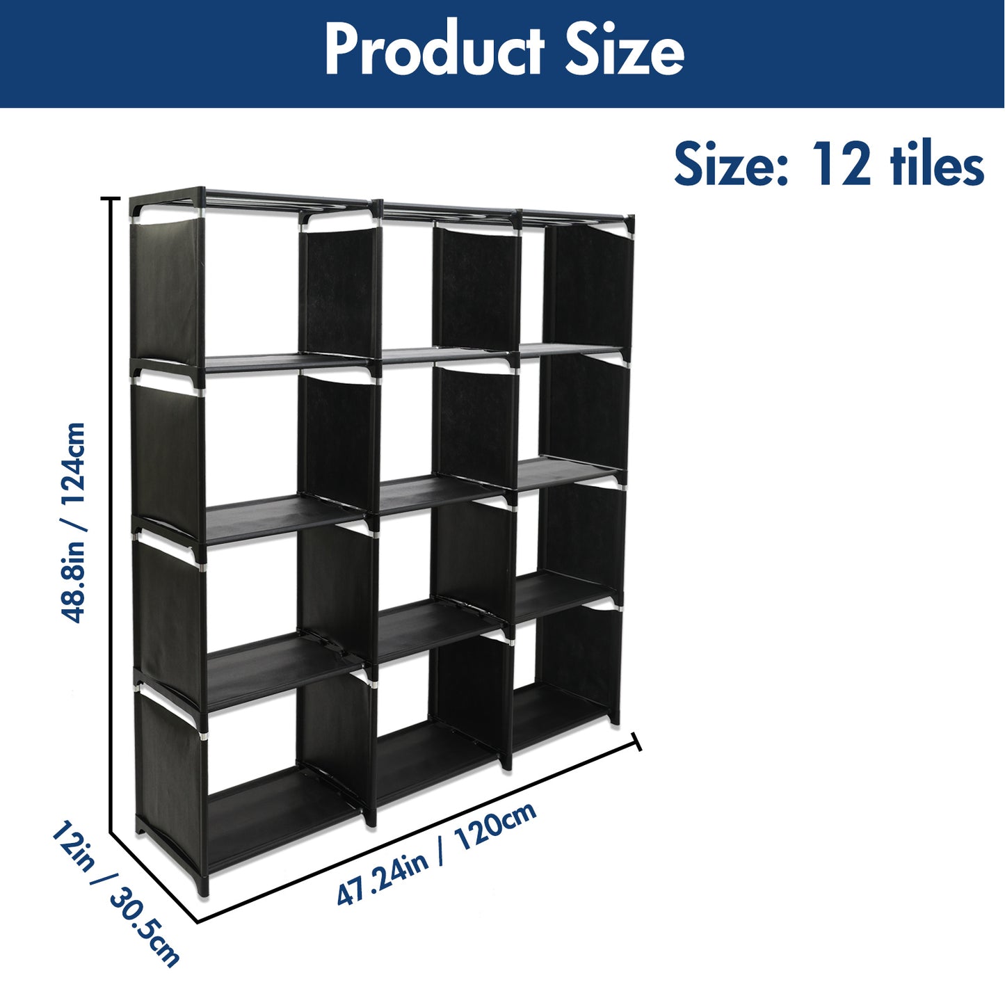 Cube Storage Organizer, 12-Cube Shelves Units for Closet, DIY Metal Bookshelf, Bookcase, Storage Cubes Ideal for Bedroom, Living Room