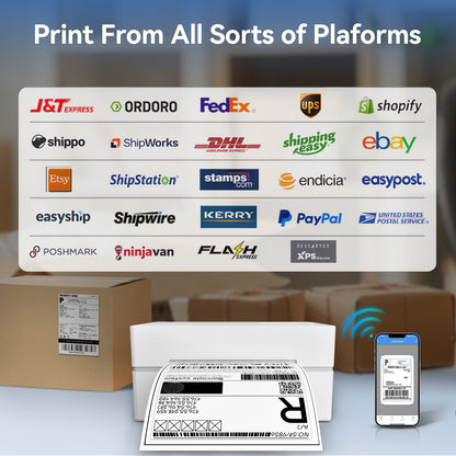 Label Printer, 4x6 Thermal Bluetooth Shipping Label Maker for Packages, Compatible with Windows iOS Android, Wireless Sticker Printing for Business and Home