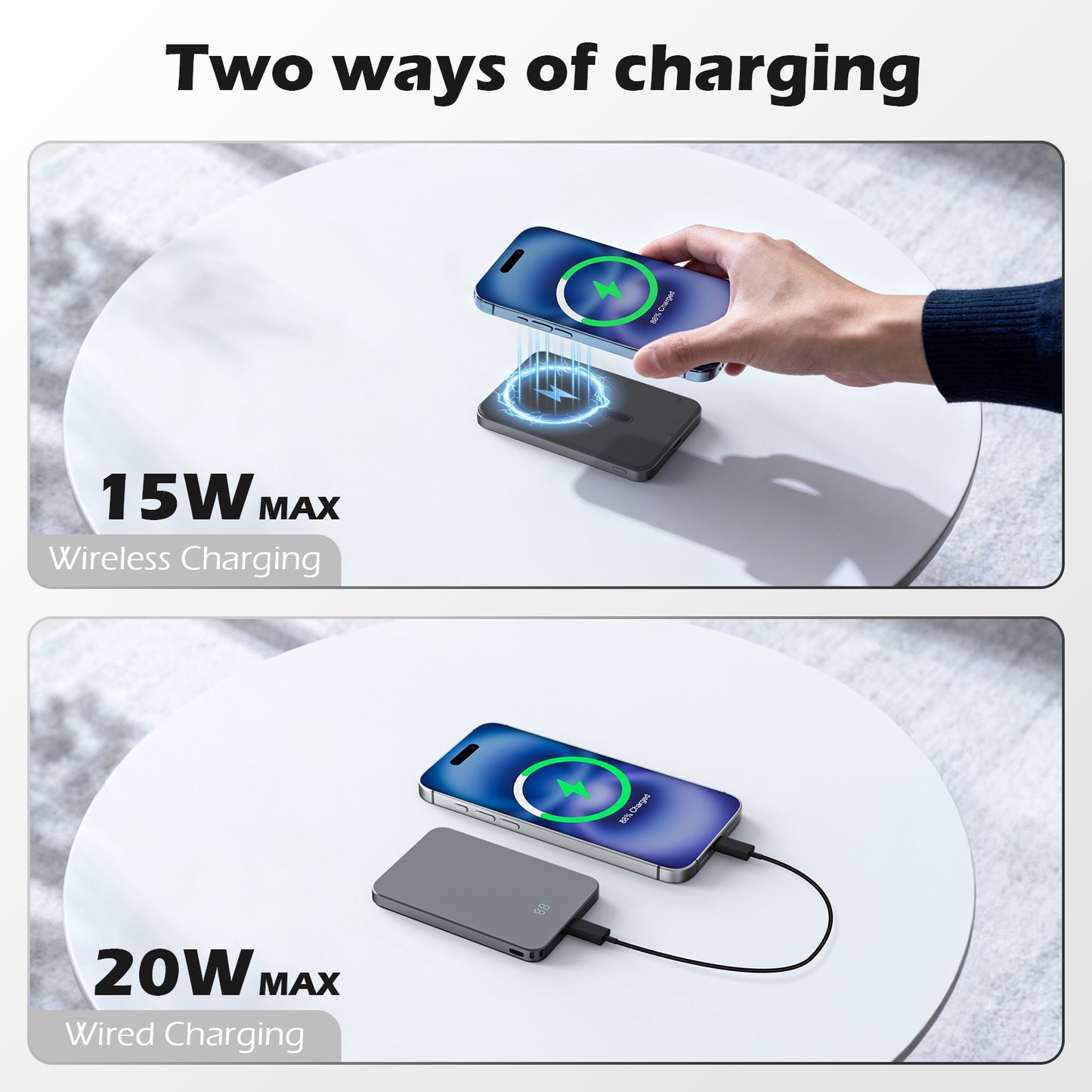 Portable Charger, 20W PD Fast Charging for iPhone, 5000mAh Power Bank Compatible with 17 16 15 14 13 12, Ultral Slim Wireless Battery Pack, Perfect Gift for Family, Black