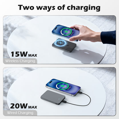 Portable Charger, 20W PD Fast Charging for iPhone, 5000mAh Power Bank Compatible with 17 16 15 14 13 12, Ultral Slim Wireless Battery Pack, Perfect Gift for Family, Black