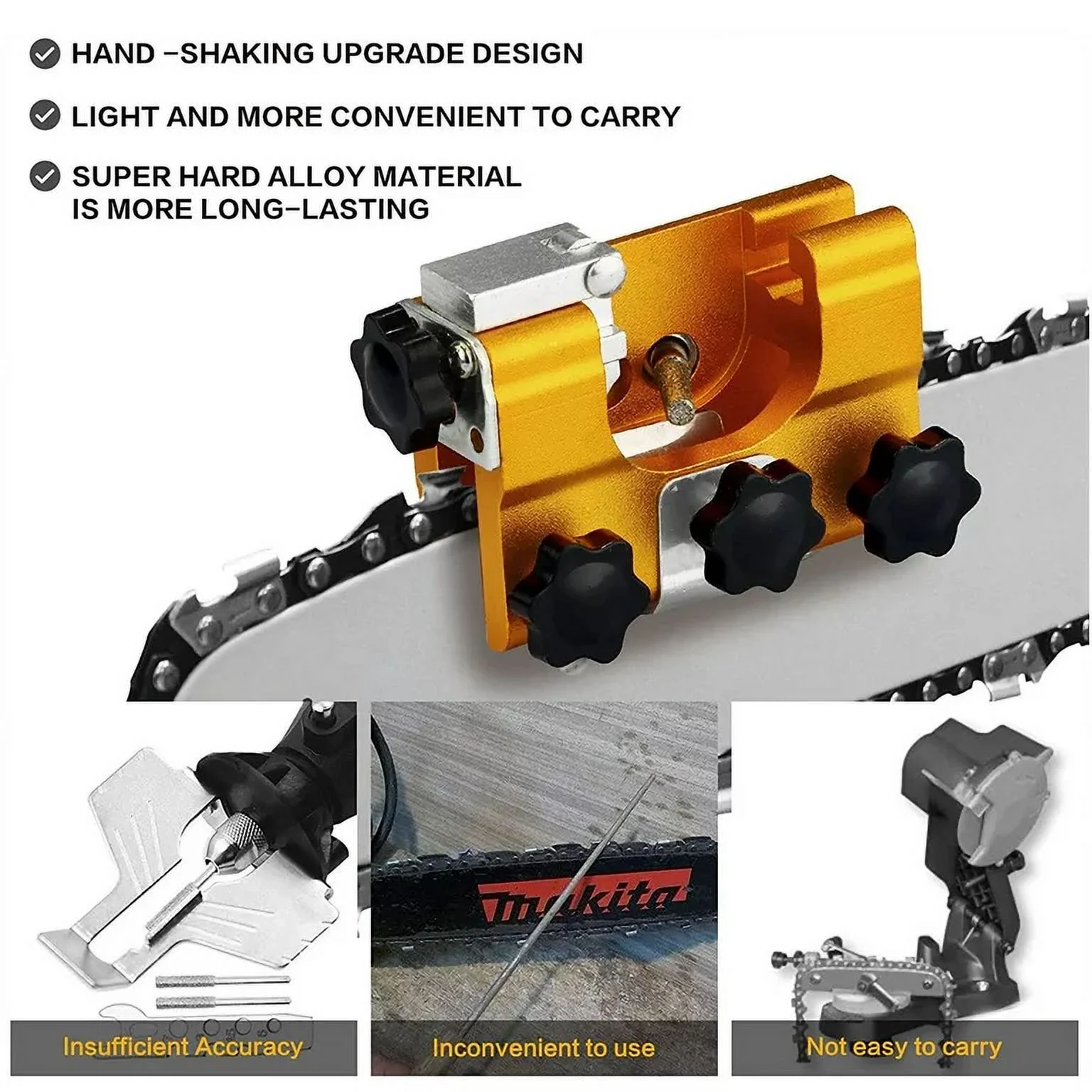 1Pack Chainsaw Sharpener, Portable Hand-Crank Chainsaw Sharpening Jig Kit , Fast Chain Saw Shaperener Accessories Tool for DIY Lumberjack