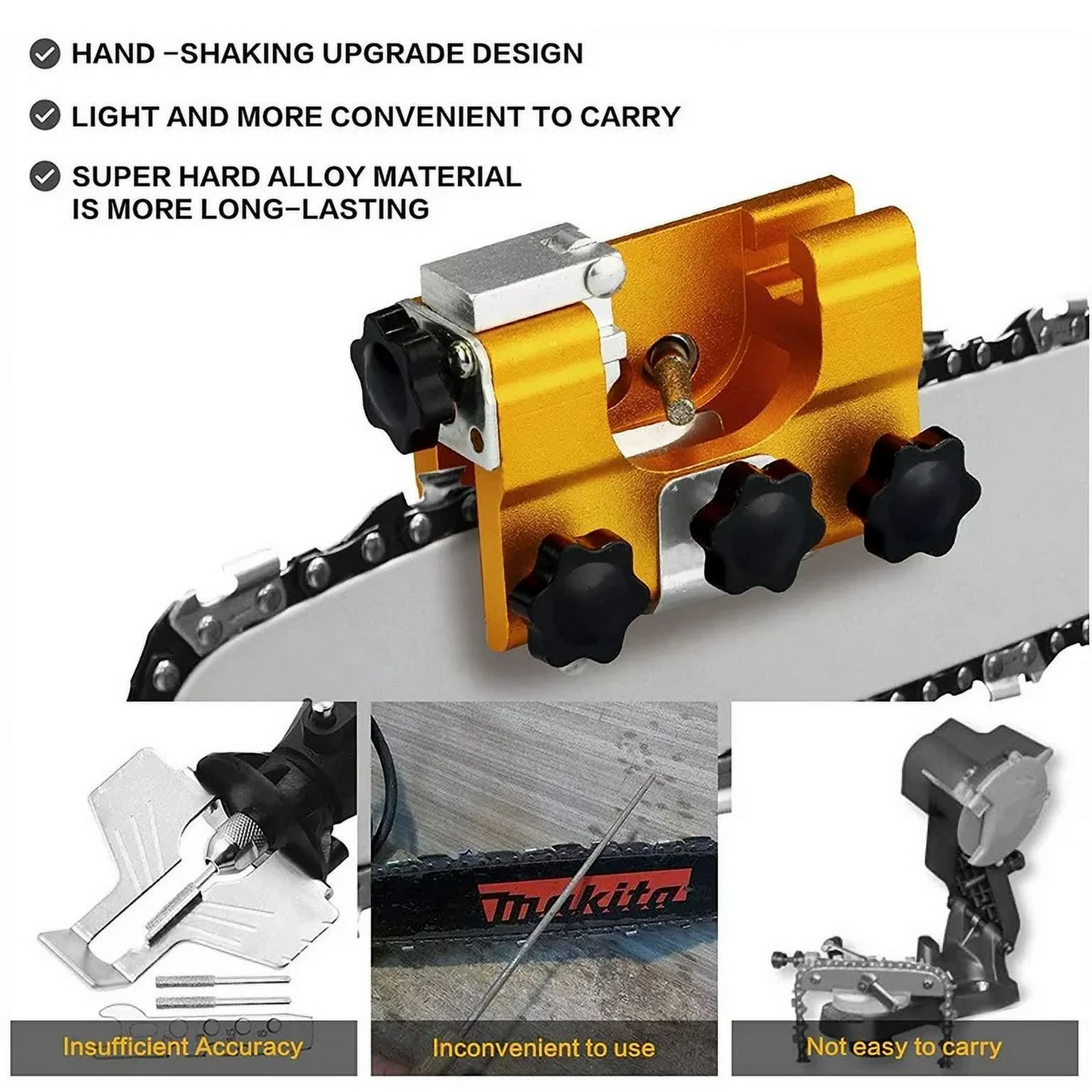 1Pack Chainsaw Sharpener, Portable Hand-Crank Chainsaw Sharpening Jig Kit , Fast Chain Saw Shaperener Accessories Tool for DIY Lumberjack