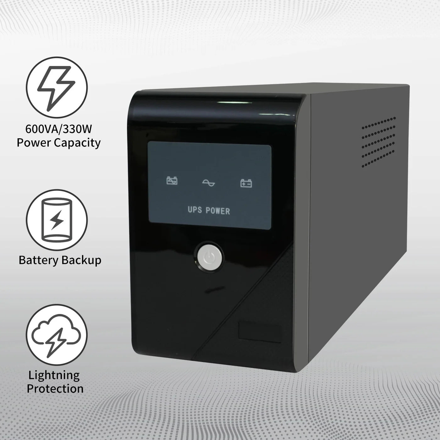 UPS 600VA/330W Backup Power, 3 Outlets, Battery Backup with Surge Protection, Only Suitable for Desktop computer