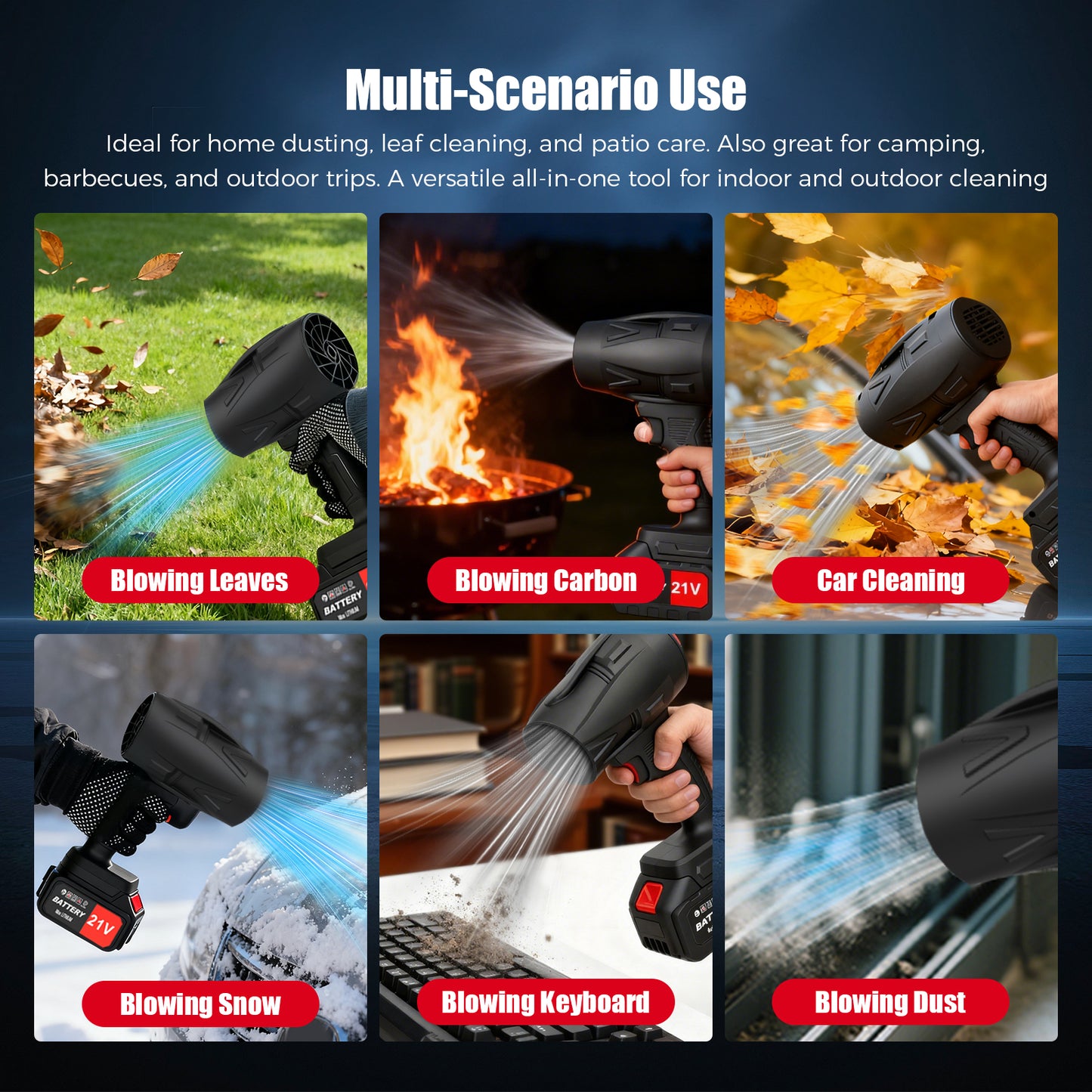 Cordless Leaf Blower, 4AH Handheld Leaf Blower with 2 Batteries and Charger,Infinitely Variable Speeds for Patio Cleaning, Lawn Care