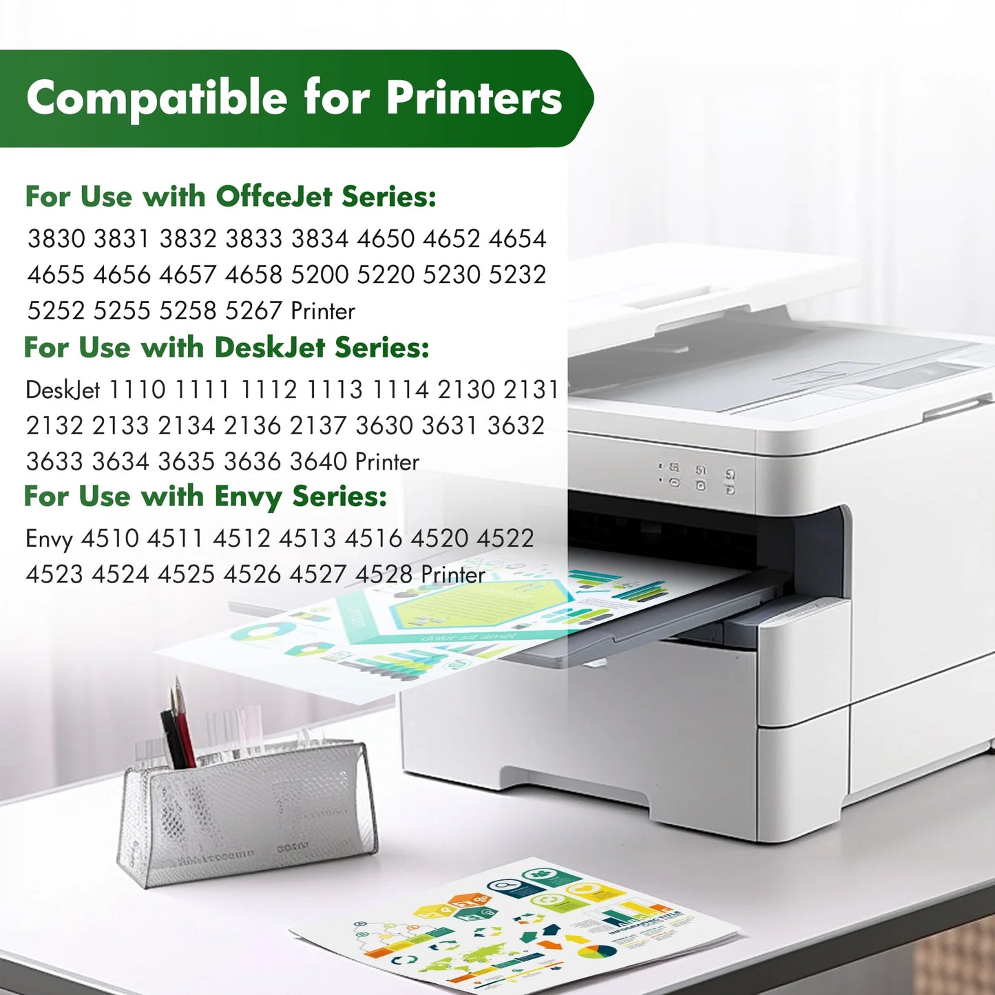 63XL Ink Cartridges Compatible for HP 63 63XL 63 XL Work with OfficeJet 3830 4650 4655 5255 5258 5200 Envy 4510 4520 DeskJet 1110 3630 Printer -1 Black,1 Tri-Color)