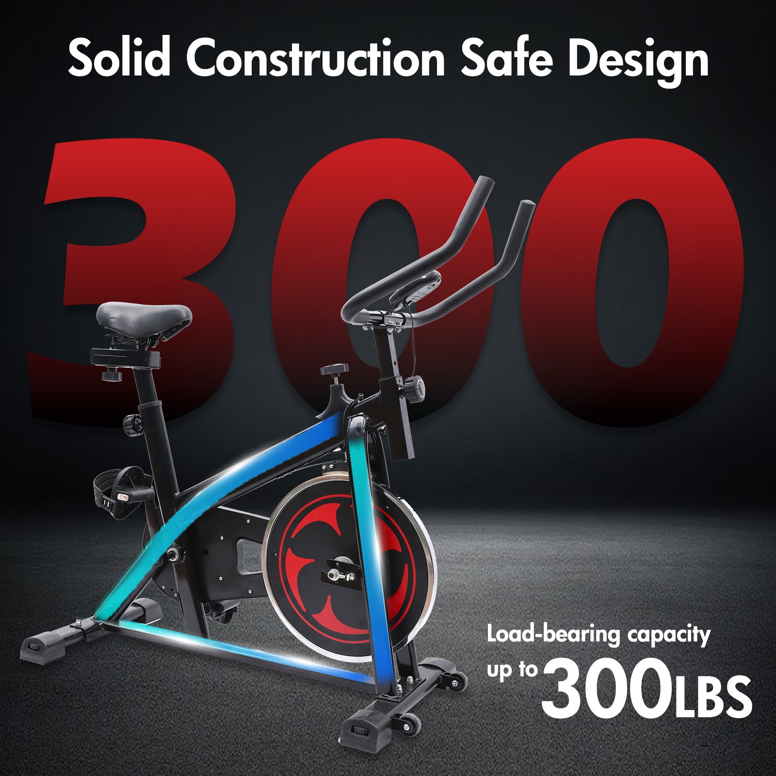 Amstech Exercise Bike with Magnetic Resistance, Quiet Belt Drive, Heavy Flywheel, Stationary Cycling Bike with Comfortable Seat Cushion & Enhanced LCD Monitor for Home Office Workouts