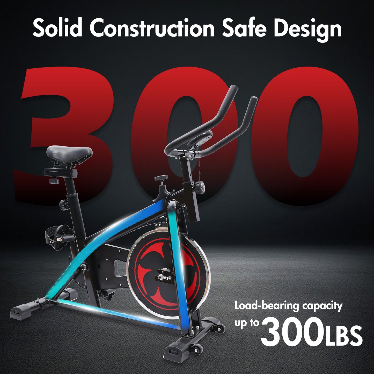 Amstech Exercise Bike with Magnetic Resistance, Quiet Belt Drive, Heavy Flywheel, Stationary Cycling Bike with Comfortable Seat Cushion & Enhanced LCD Monitor for Home Office Workouts