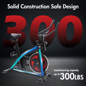 Amstech Exercise Bike with Magnetic Resistance, Quiet Belt Drive, Heavy Flywheel, Stationary Cycling Bike with Comfortable Seat Cushion & Enhanced LCD Monitor for Home Office Workouts