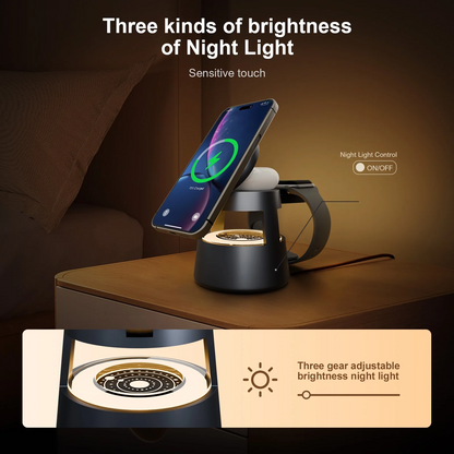 Wireless Charger for iPhone 17, 4 in 1 Charging Station Fast Charger Stand 15W with Mushroom Light for iPhone 17 16 15 14 13 12 Pro Max,Apple Watch Ultra and AirPods Series