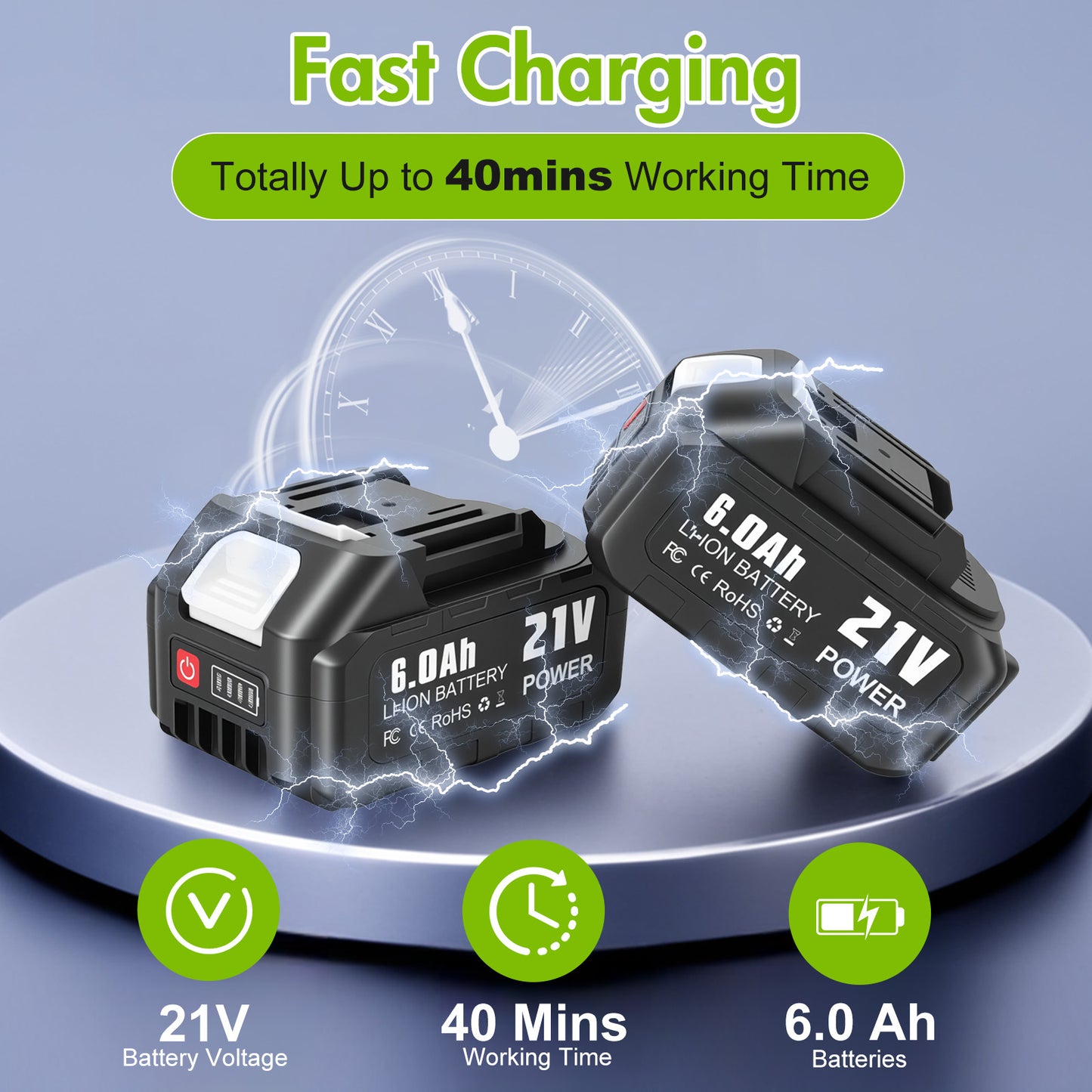 BAOKALER Cordless Leaf Blower,700CFM Brushless Leaf Blower with 6AH Battery and Charger, Snow Blower with Detachable Tube, 4 Speed Modes and Digital Display