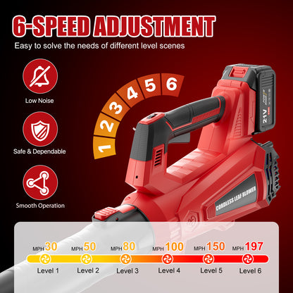 930CFM Leaf Blower Cordless, 21V 4.5AH Powerful Electric Cordless Leaf Blower, 6 Speeds Battery Powered Leaf Blowers for Lawn Care, Patio, Yard, Dust, Snow