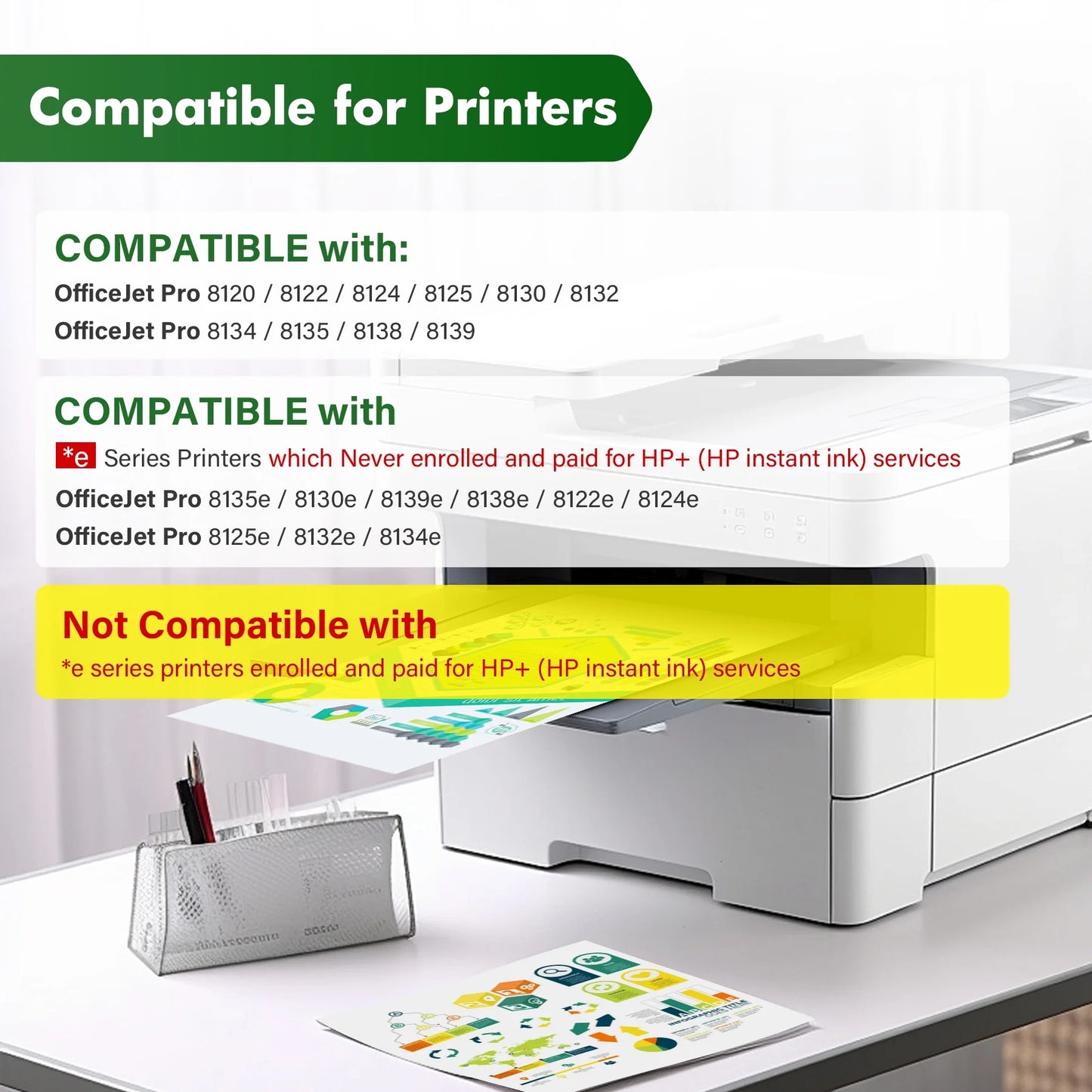 923XL 923e 923 Ink Cartridge Compatible for HP 923 923e OfficeJet Pro 8130 8139e 8135e 8138e 8120 8122e OfficeJet 8124e 8125e 8132e 8134e Printer Black Cyan Magenta Yellow (4-Pack)