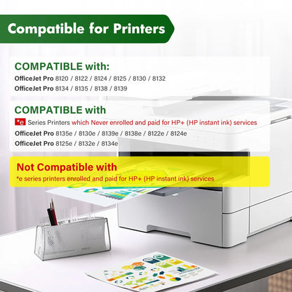 923XL 923e 923 Ink Cartridge Compatible for HP 923 923e OfficeJet Pro 8130 8139e 8135e 8138e 8120 8122e OfficeJet 8124e 8125e 8132e 8134e Printer Black Cyan Magenta Yellow (4-Pack)