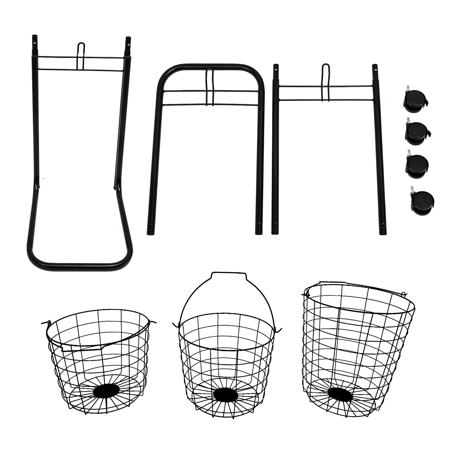 Amstech Removable 3 Tier Laundry Basket, Large Capacity Wire Basket Laundry Hamper with Wheels, for Bathroom Bedroom Laundry Room, Black
